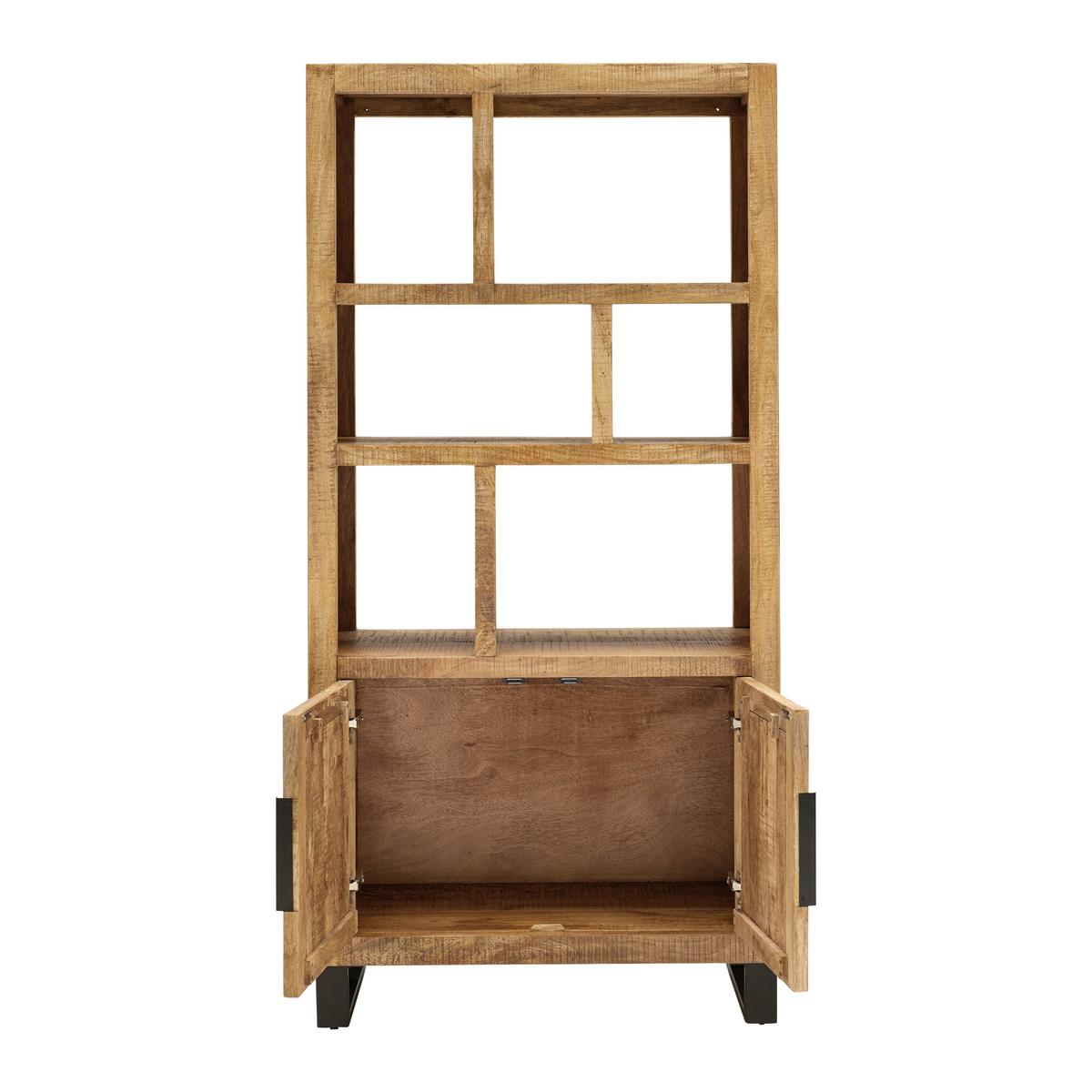 Regál Everest EVEREST -EXKLUSIV- - černá/přírodní barvy, Natur, kov/dřevo (88/180/40cm)