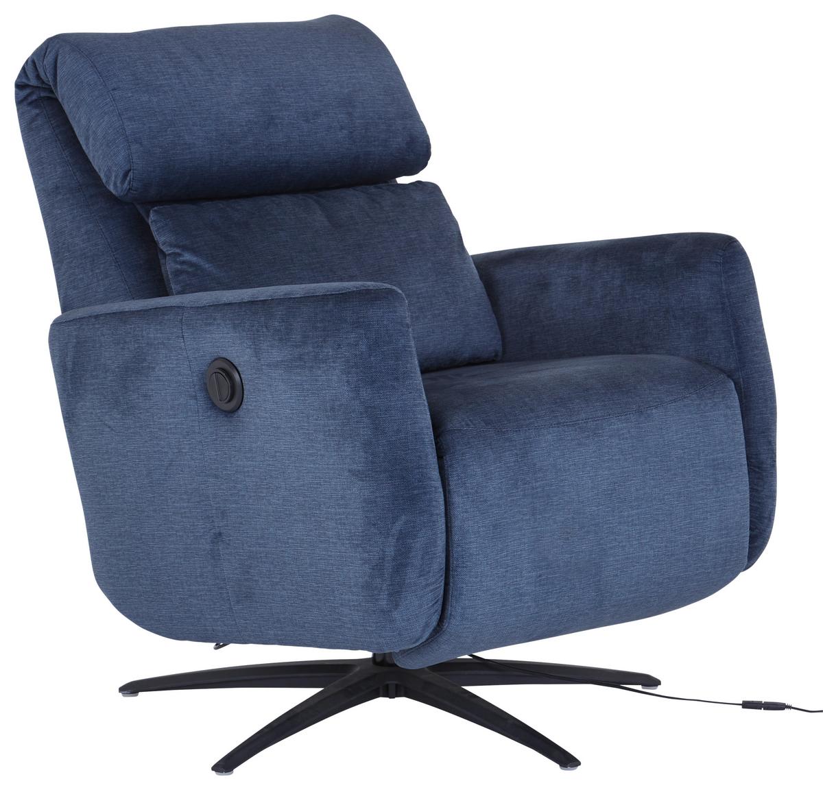 Fernsehsessel Riva - Schwarz/Dunkelblau, MODERN, Textil/Metall (71/108/176cm)