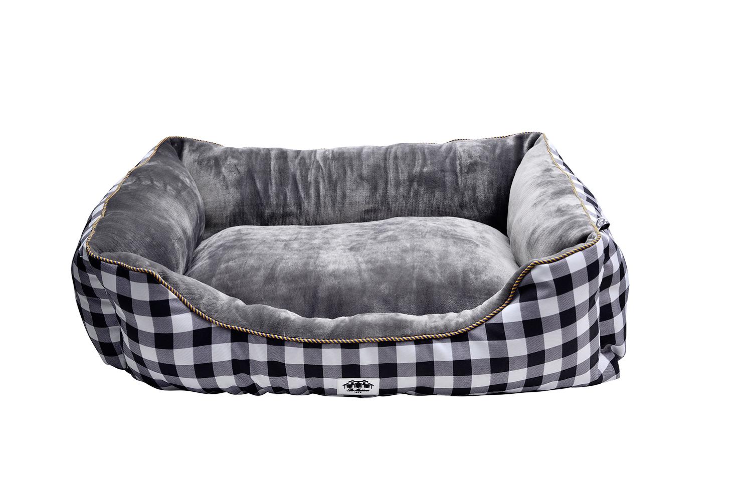 Hundekissen Bxhxt 80x70x51 Cm Grau/schwarz/weiß Aus Flanell - Schwarz/Weiß, Basics, Textil (80/70/51cm)