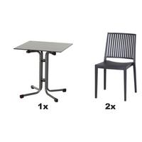 Gartengarnitur T20130 - Anthrazit, Basics, Holzwerkstoff/Kunststoff (57/80/56cm) - Siena Garden