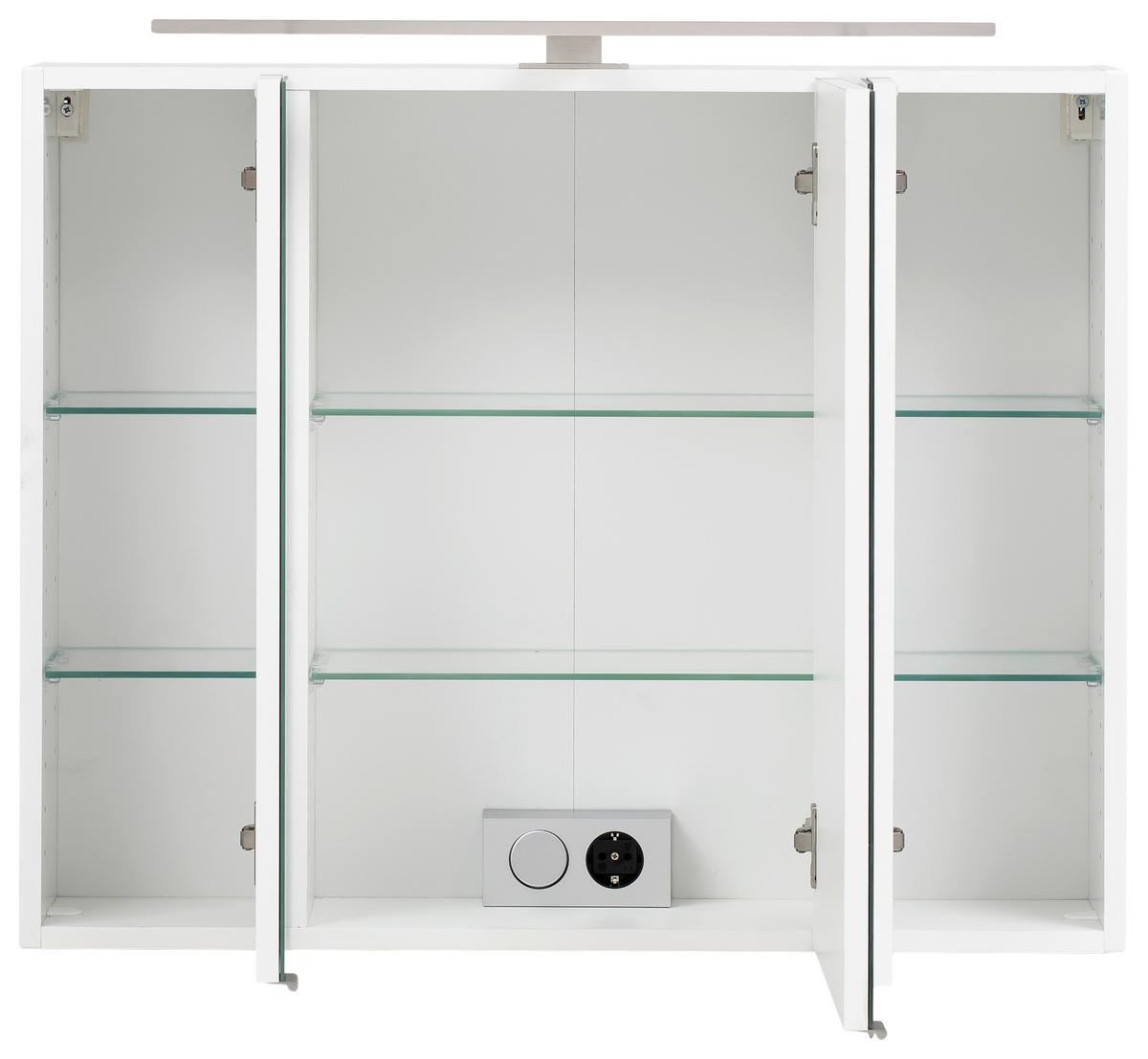 Badmöbel-set 3-tlg. Inkl. Led Stockholm 80cm Weiß - Weiß, KONVENTIONELL, Holzwerkstoff (80cm) - Held