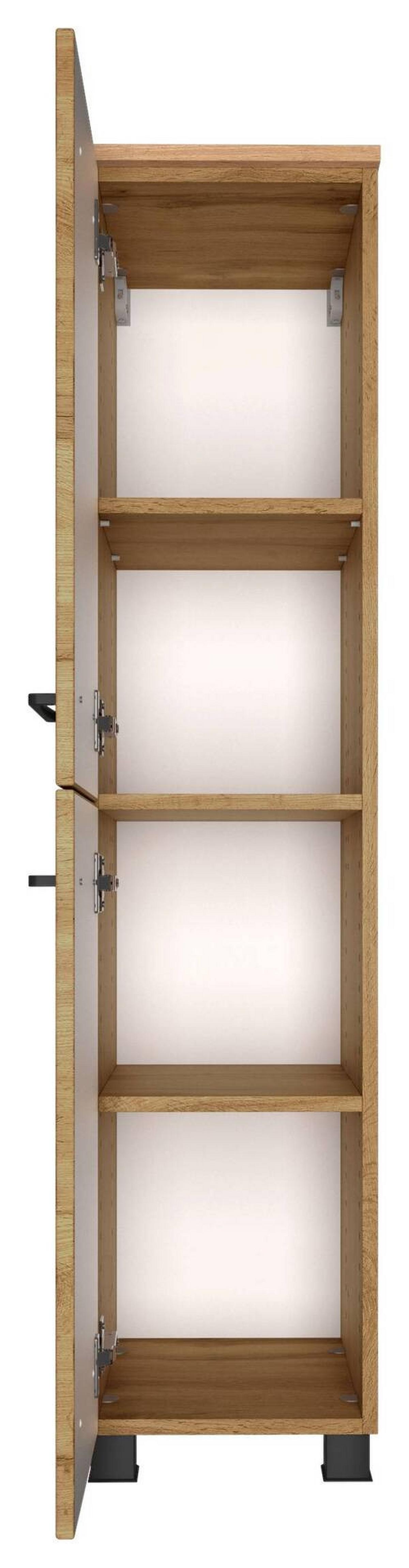 Midischrank Manchester B: 30 Cm Eiche Wotan Dekor - Eichefarben/Schwarz, MODERN, Holzwerkstoff (30/130/35cm) - Held