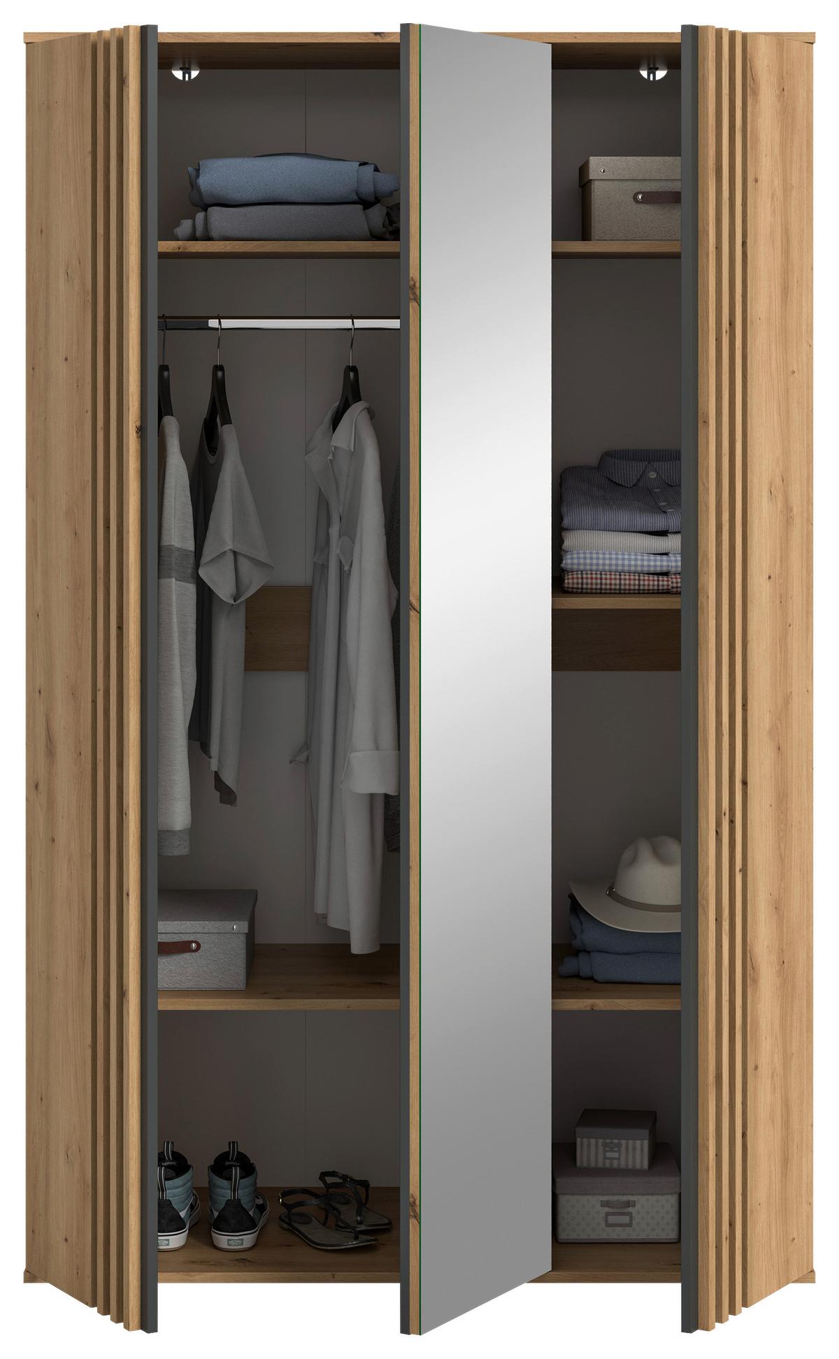 Drehtürenschrank Tofta Eiche Dekor/Anthrazit B: 120cm - Anthrazit/Eiche Artisan, ROMANTIK / LANDHAUS, Holzwerkstoff (120/192/56cm) - Livetastic
