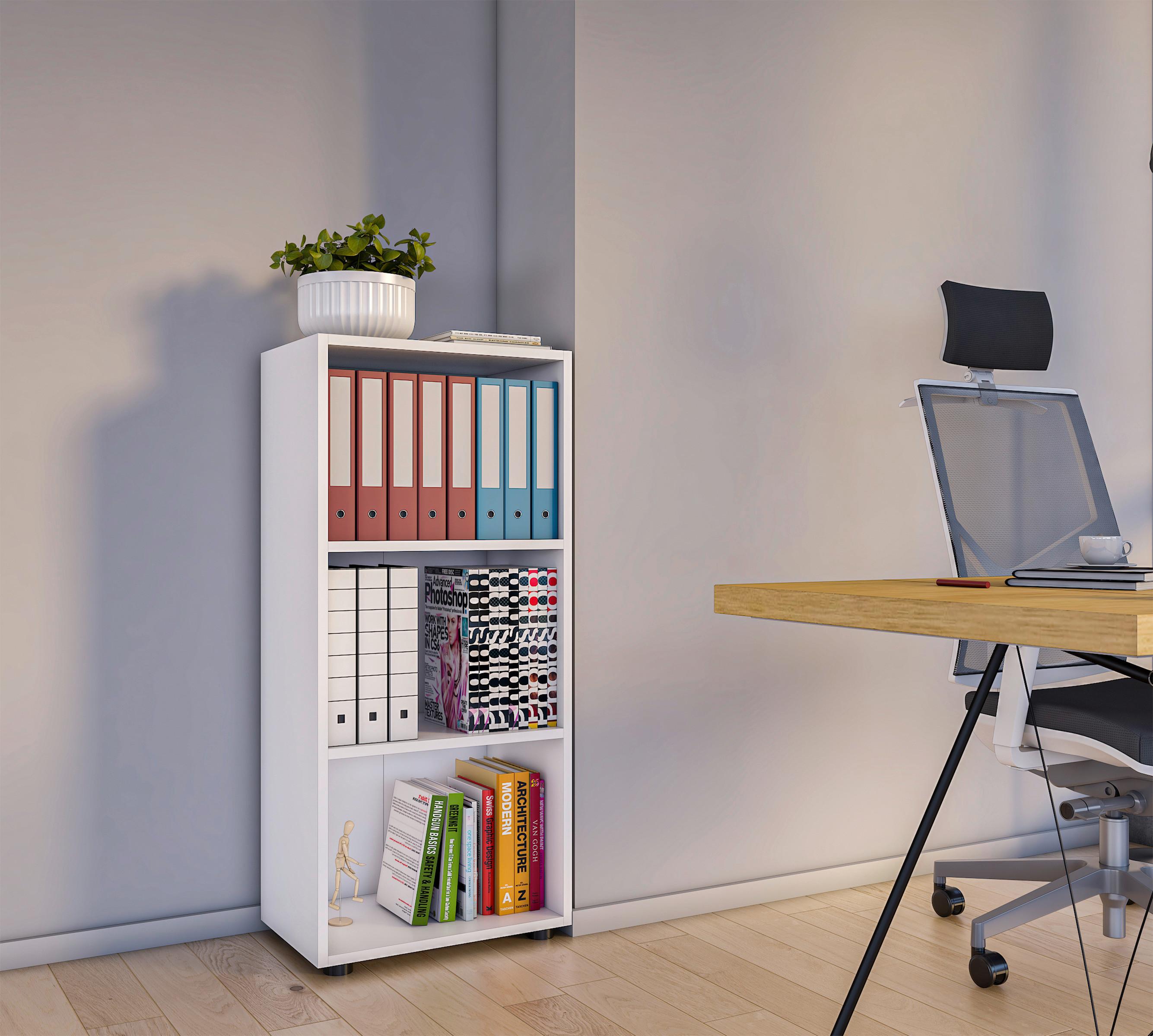 Regál na šanóny Ulas š: 49 cm, biely - čierna/biela, Modern, kompozitné drevo/plast (49/108/32cm) - MID.YOU