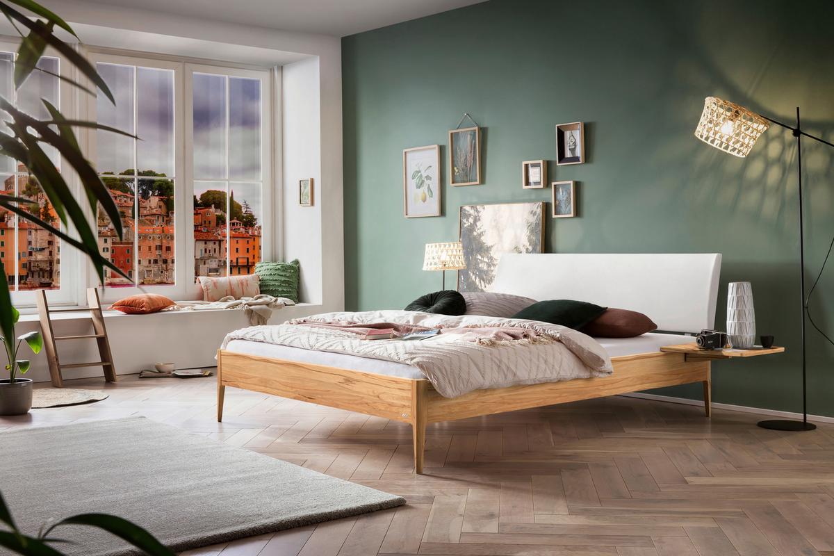 Bett Sestola Buchefarben 140x200 Cm - Buchefarben/Weiß, KONVENTIONELL, Holz/Textil (140/200cm) - Hasena