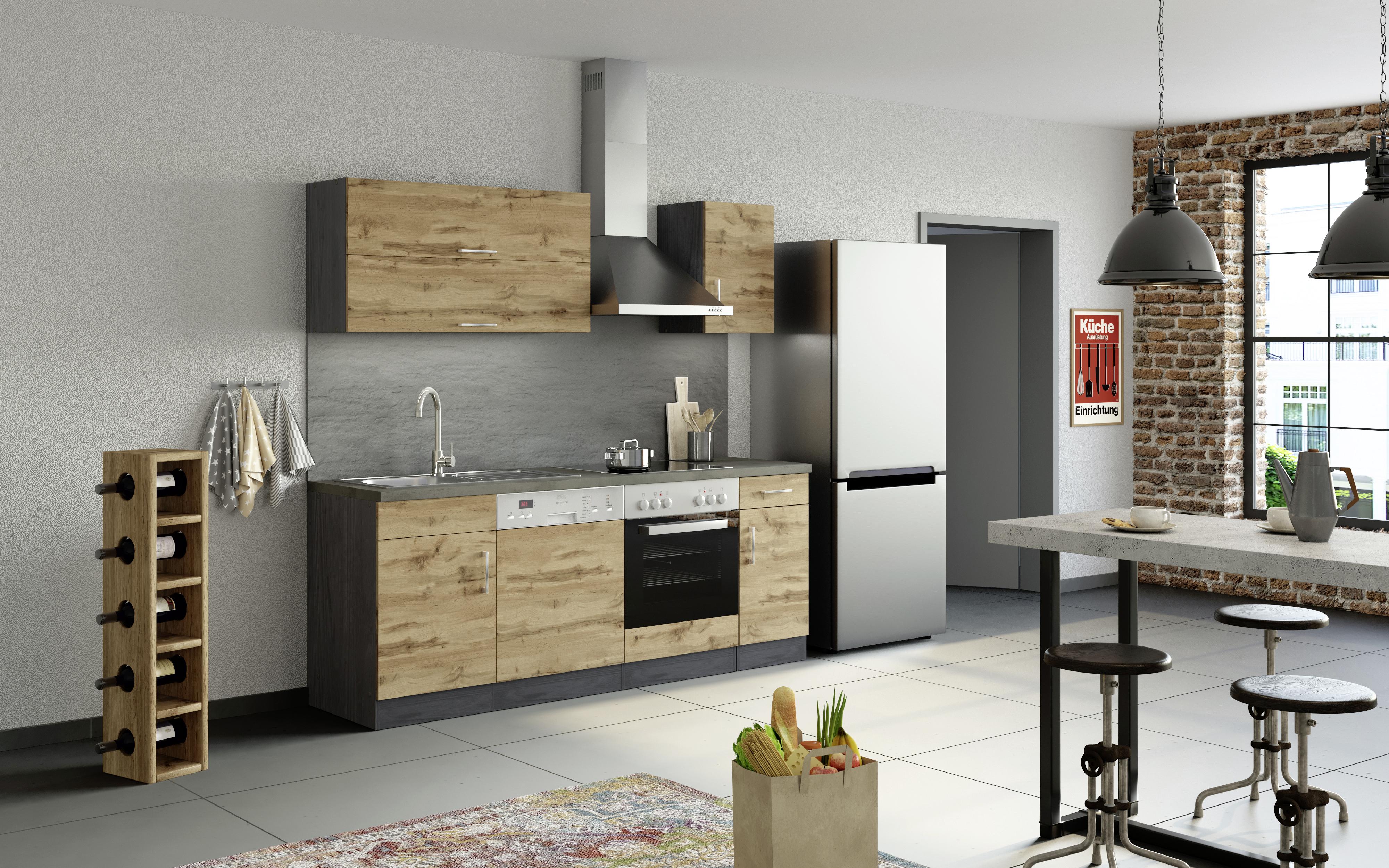 Küchenblock mit Spüle und ohne Elektrogeräte