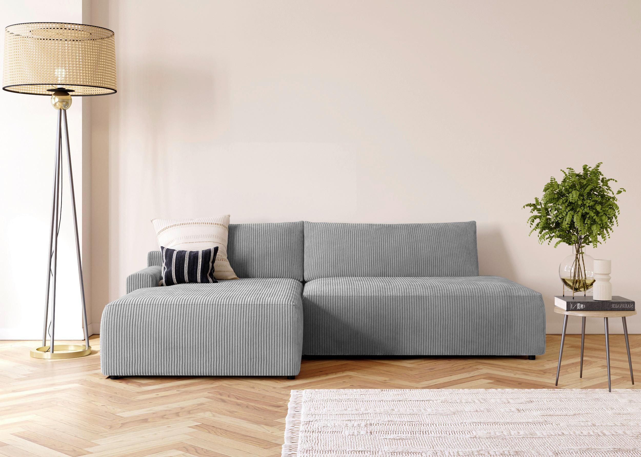 Eckschlafsofa Prag, Grau S: 167x253 cm - Schwarz/Grau, MODERN, Textil (167/253cm) - Trendmanufaktur