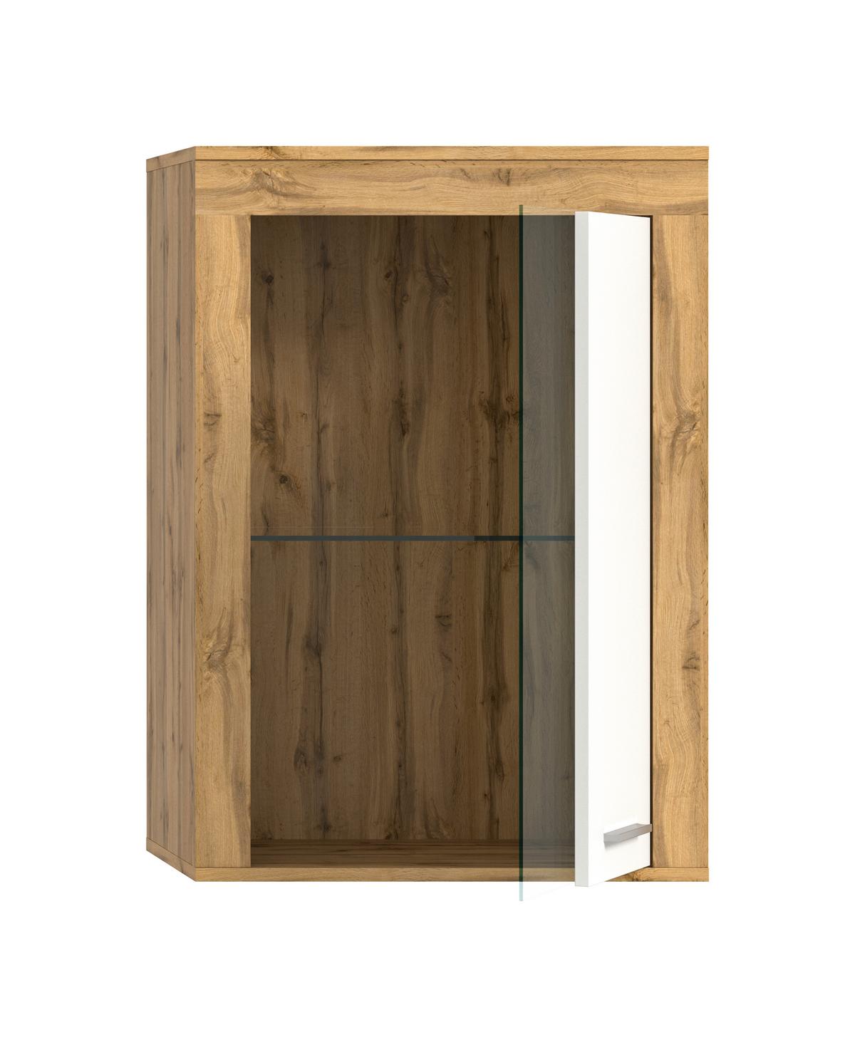 Vitrine Jam Weiß/eiche Dekor B: 86 Cm - Eiche Wotan/Schwarz, Design, Glas/Holzwerkstoff (86/60/35cm) - MID.YOU