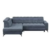 Ecksofa Barletta New Velours Blau, 228x289cm - Blau/Schwarz, ROMANTIK / LANDHAUS, Textil (228/289cm) - Luca Bessoni