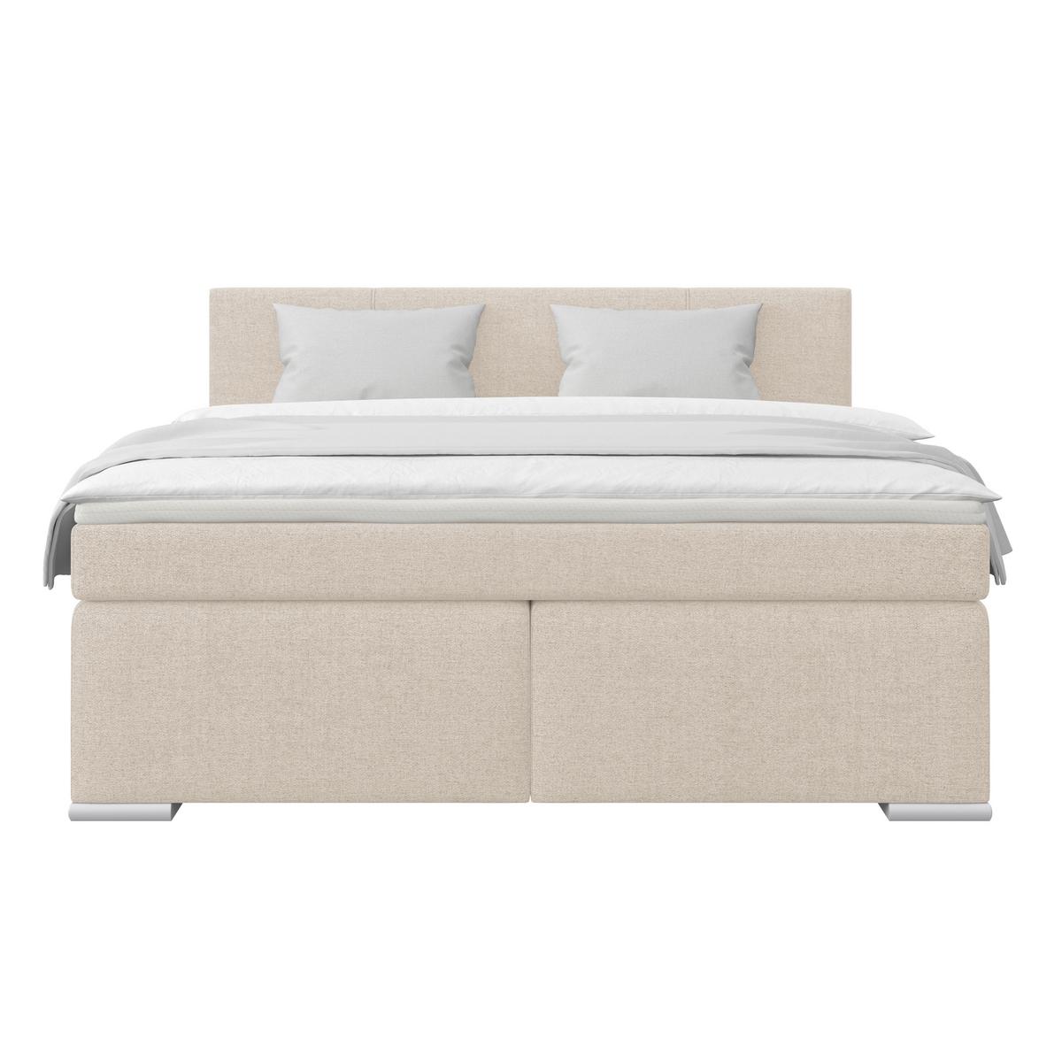 Boxspringbett Mira I Nordic, Lf: 160x200 cm - Creme/Alufarben, Basics, Textil (160/200cm)