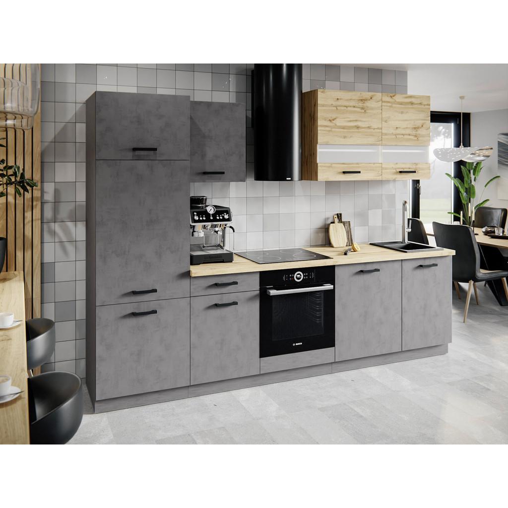 Küchenleerblock Viola 280cm Anthrazit/ Eiche Dekor