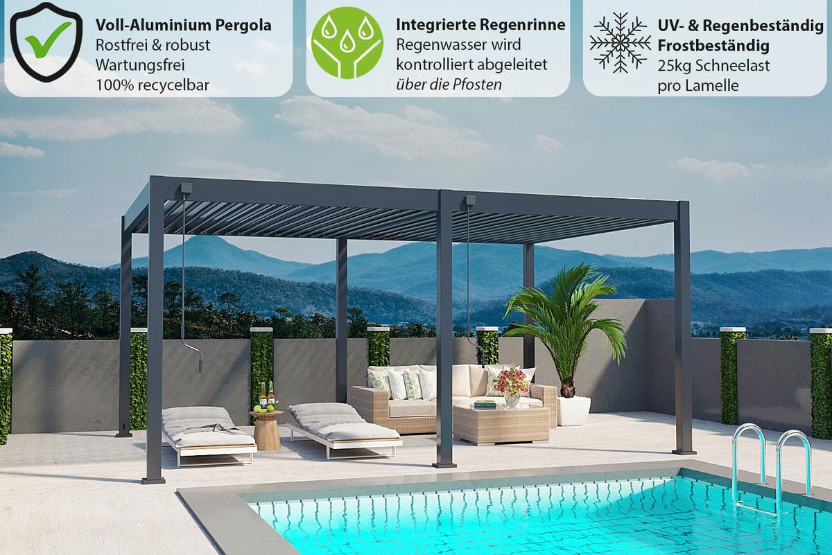 Pergola Deluxe 530x360 Cm Anthrazit Aluminium - Anthrazit, Basics, Metall (530/255/360cm) - WEIDE