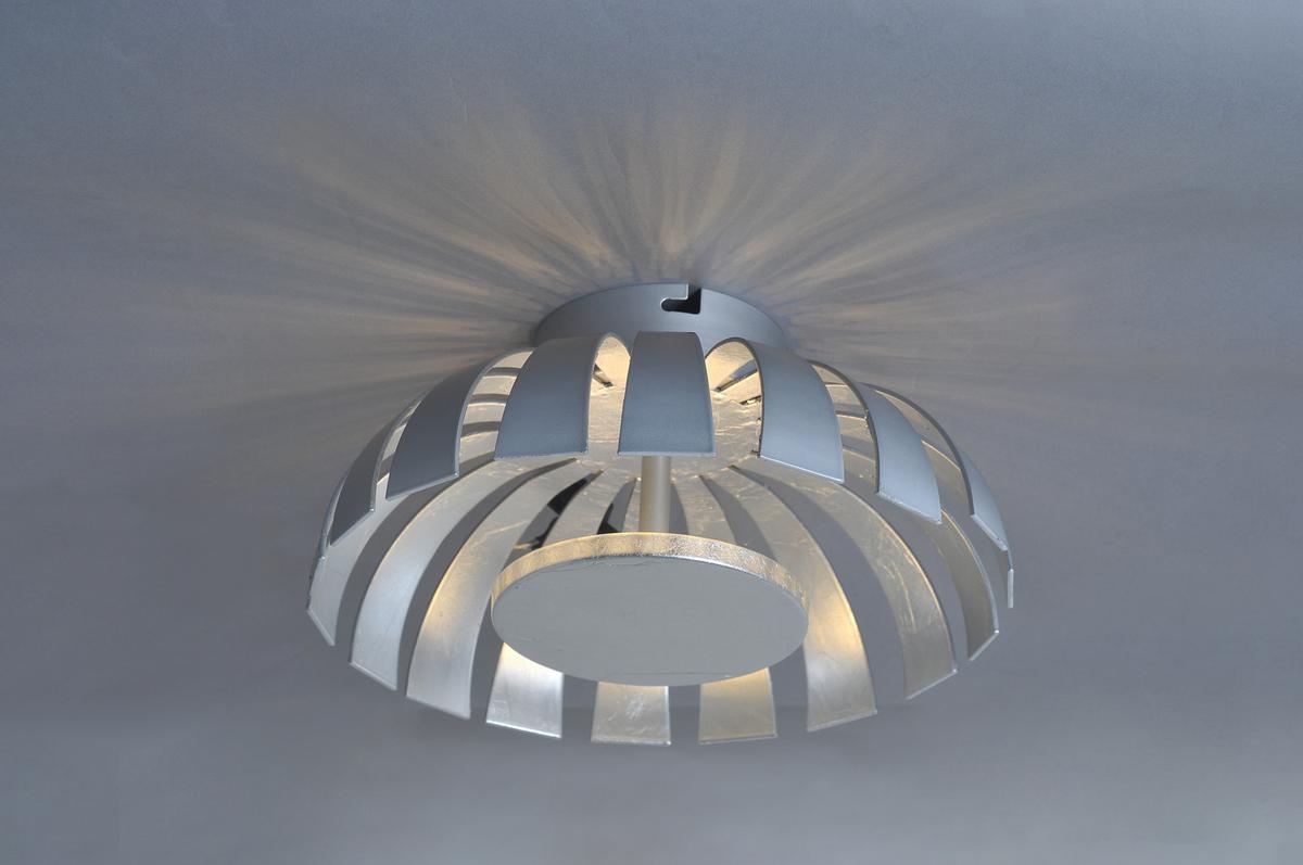 LED-Deckenleuchte Flare Ø 9 cm, 1-Flammig, Rund - Nickelfarben, Design, Metall (9/18cm)