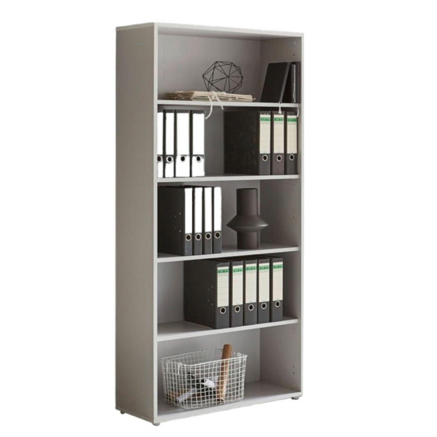 Aktenregal Grau B: 84,4cm - Silberfarben/Grau, MODERN, Holzwerkstoff (84,4/185,6/33cm) - MID.YOU