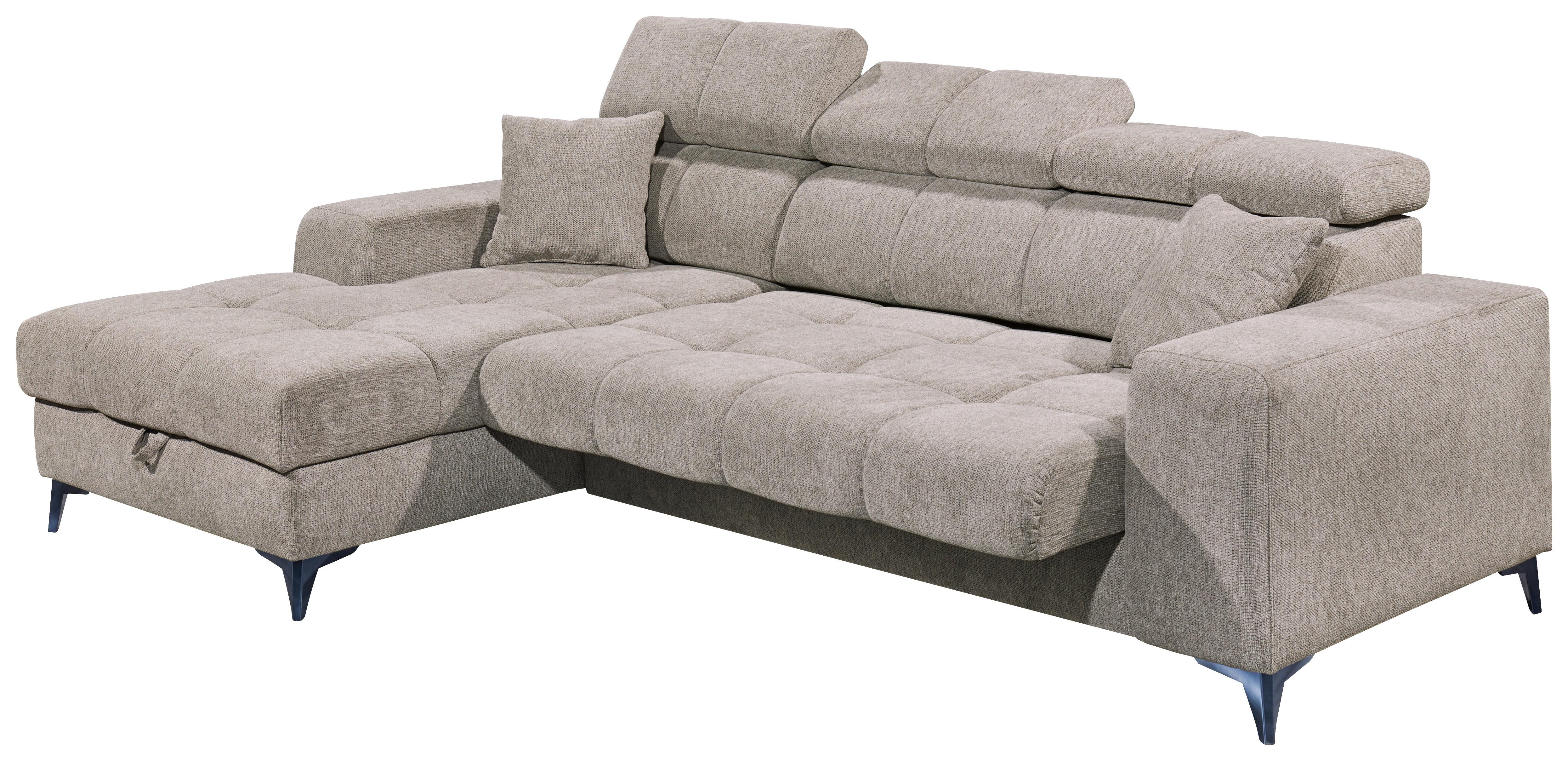 Ecksofa Sydney Graubraun S: 172/268 cm - Graubraun/Schwarz, KONVENTIONELL, Textil (172/268cm) - MID.YOU