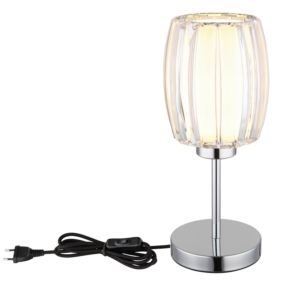 Tischleuchte Wippschalter - Klar/Chromfarben, Design, Glas/Kunststoff (18/40cm) - Globo