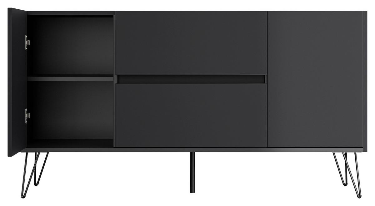 Sideboard Posseik Industrial Graphitfarben B: 139 cm - Graphitfarben/Schwarz, Design, Holzwerkstoff (139/75,8/42cm) - MID.YOU