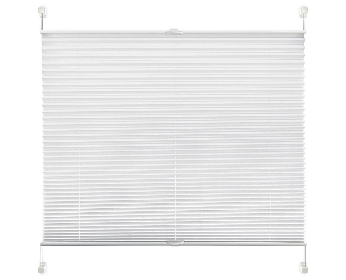 Plissee Solid Crash Weiß B: 90 cm, ohne Bohren/Verspannt - Weiß, Basics, Kunststoff/Textil (90/130cm)