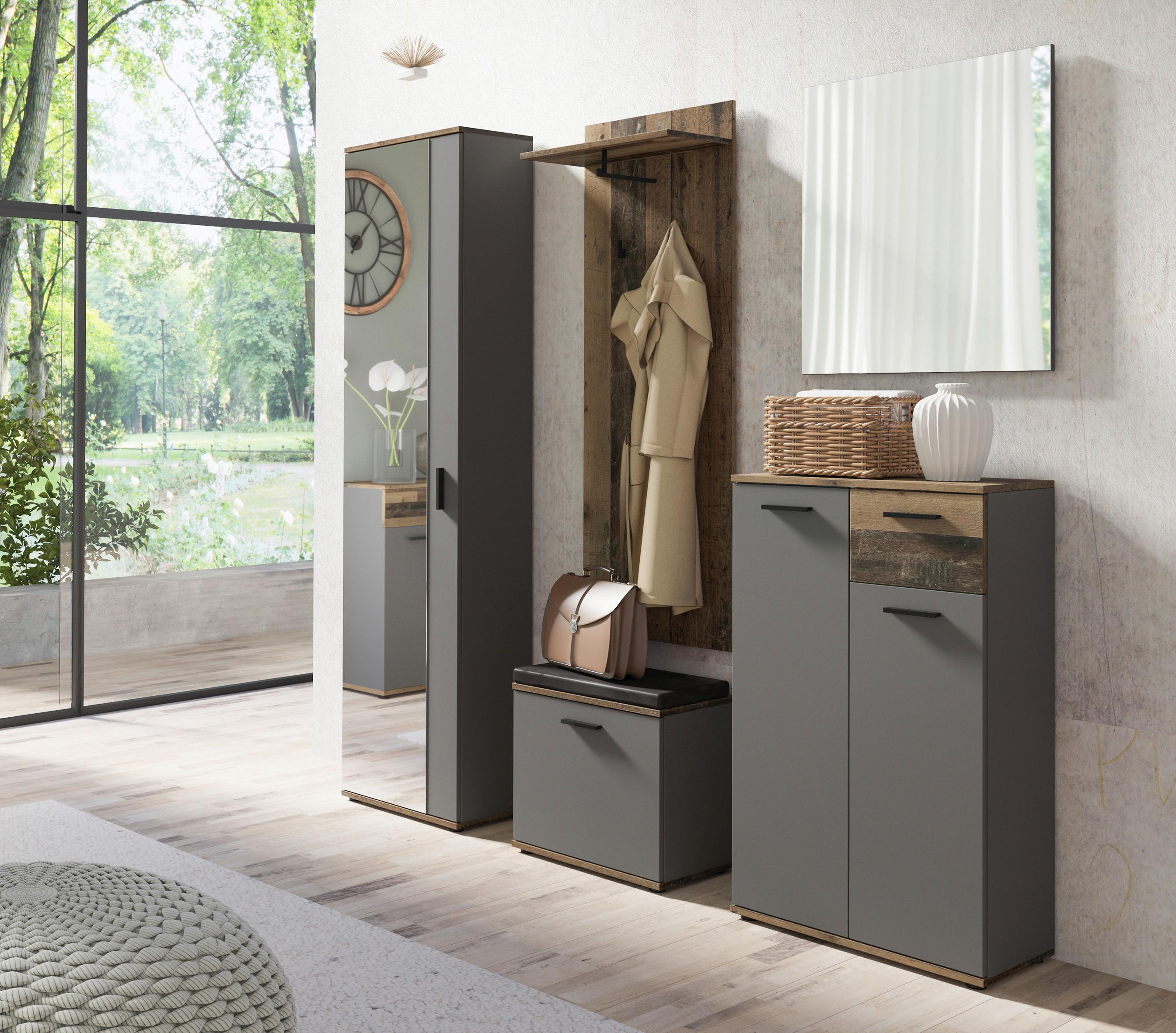 Hochschrank Jakob B: 49 Cm Alteiche Dekor/anthrazit - Alteiche/Anthrazit, MODERN, Holzwerkstoff (49/196/30cm) - MID.YOU
