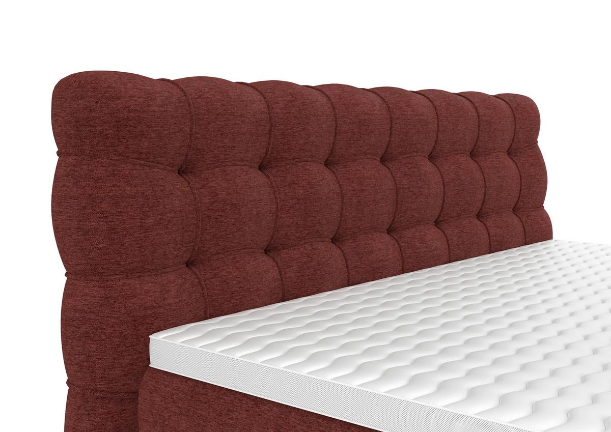 Boxspring- Ágy Scarlett 160/200cm - sötétvörös, Konventionell, faalapú anyag/textil (160/200cm)