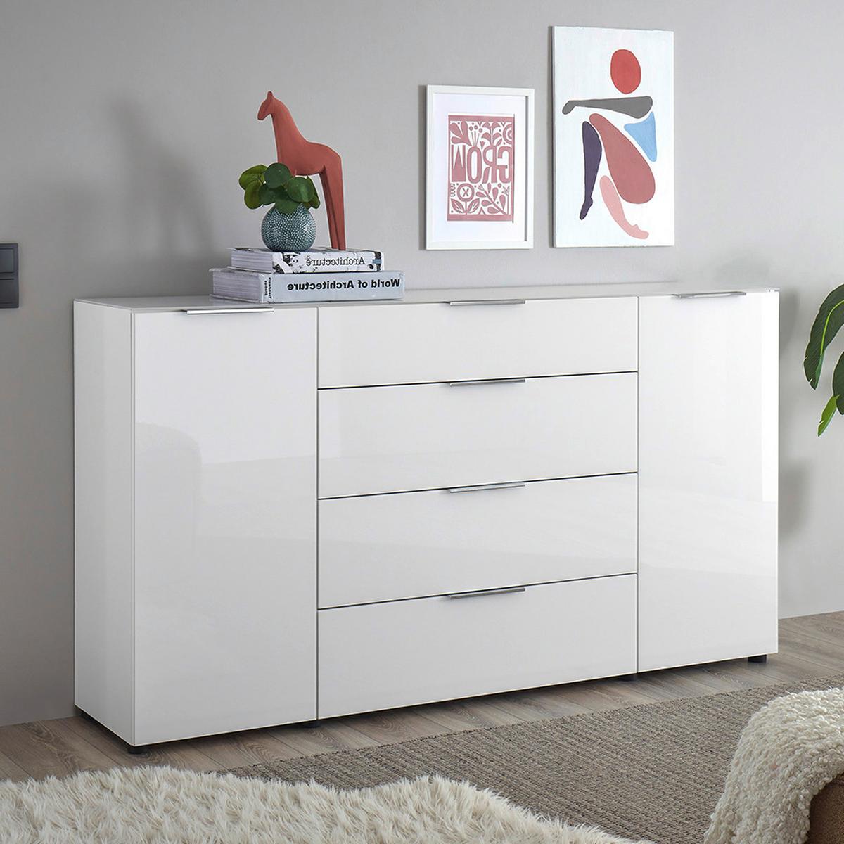 ŠIROKÁ KOMODA SIENA -EXKLUSIV- - čierna/biela, Modern, kov/kompozitné drevo (180/99/40cm) - Mömax