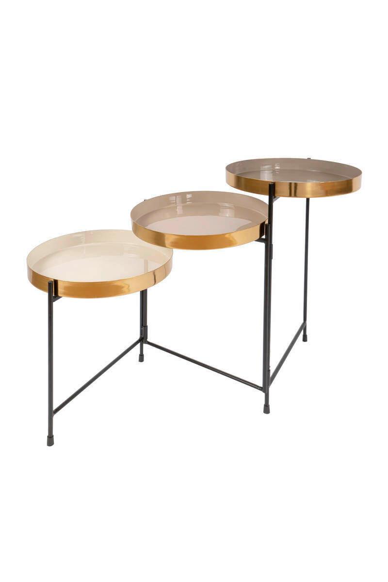 Beistelltisch Mit 3 Etagen, Creme/schwarz