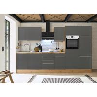 Küchenzeile mit Geräten B: 340 cm Grau/Eiche Dekor - Anthrazit/Eiche Artisan, LIFESTYLE, Holzwerkstoff (340cm) - Respekta