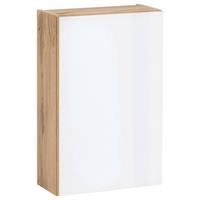 Hängeschrank Helsinki B: 40 cm Weiß/Eiche Dekor mit Drehtür - Eichefarben/Weiß, KONVENTIONELL, Glas/Holzwerkstoff (40/64/20cm) - Held