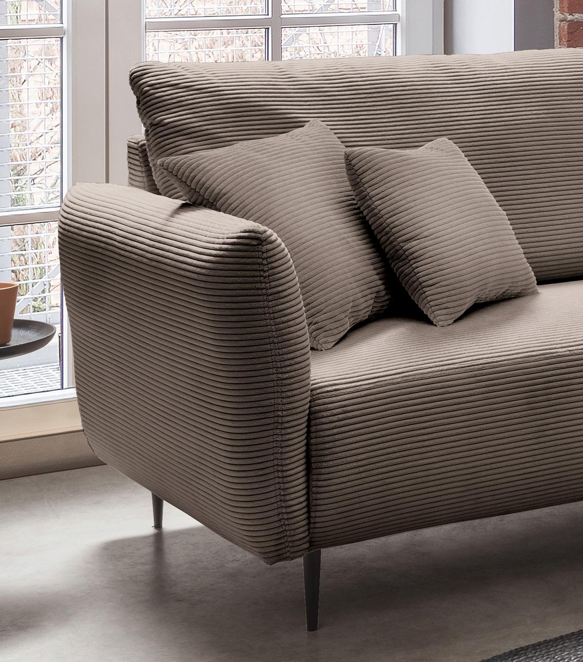 Ecksofa Vanilla Graubraun S: 294x256 Cm - Graubraun/Schwarz, Design, Textil (294/256cm) - Livetastic