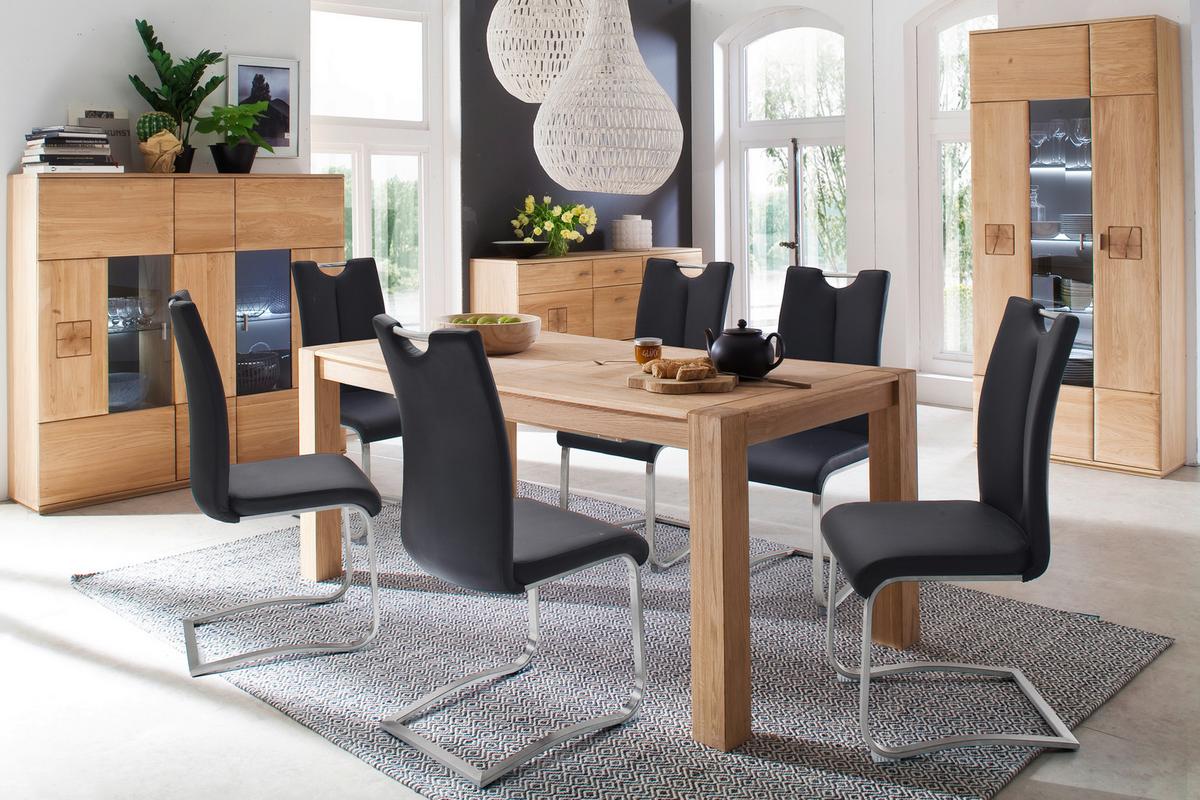 Vitrine Bologna B: 90 cm teilmassiv Eichefarben - Eichefarben, Design, Glas/Holz (90/208/38cm) - Livetastic