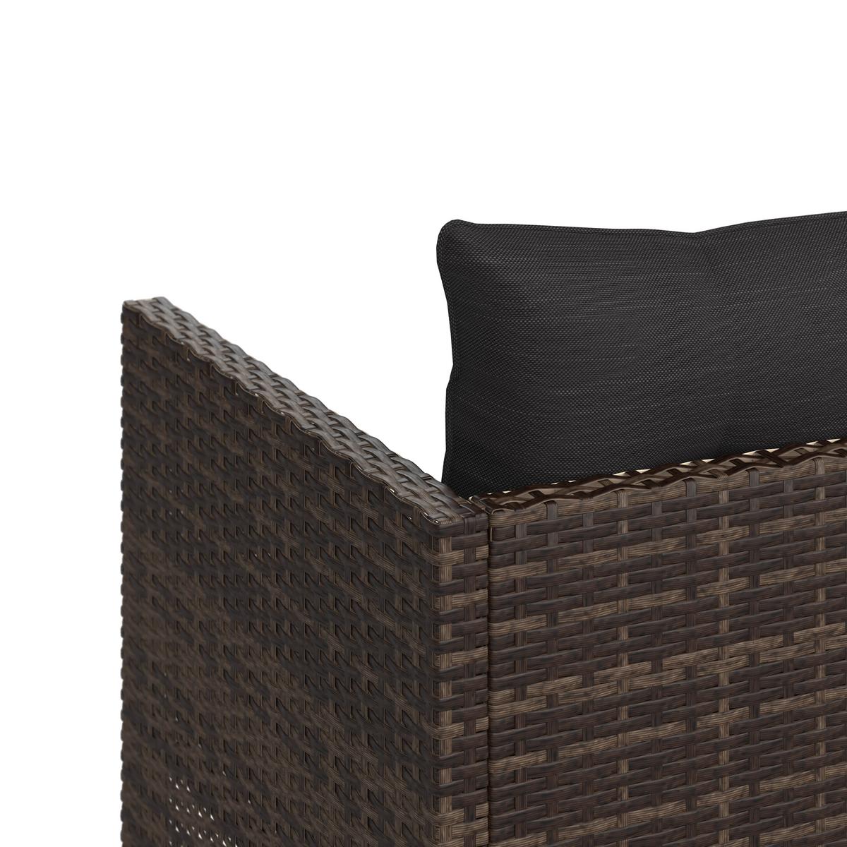 Loungegarnitur 3-Tlg. Vegas Polyrattan/Stahl mit Kissen - Graubraun/Schwarz, MODERN, Glas/Kunststoff - Luca Bessoni