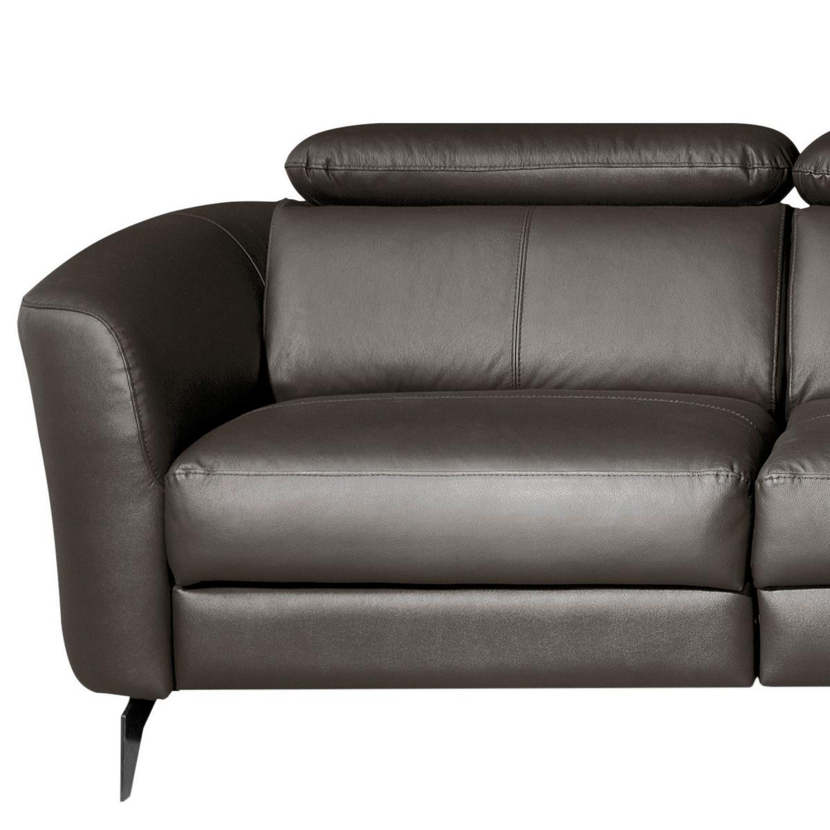Ecksofa Berne Dunkelbraun S: 261x183 Cm - Dunkelbraun/Schwarz, Design, Leder/Textil (261/183cm) - Livetastic