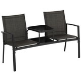 Balkonset mit Glasplatte 146/60cm Olivia, Grau/Schwarz - Schwarz/Grau, MODERN, Glas/Textil (146/89/60cm) - Ombra