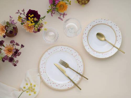 Jedálenský servis EMILIA, 12-dielny - perleťová, Trend, keramika - Creatable