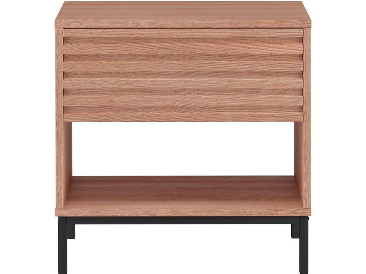 Nachttisch Celine Naturfarben B: 50 cm - Schwarz/Naturfarben, Design, Holzwerkstoff/Metall (50/50/35cm) - MID.YOU