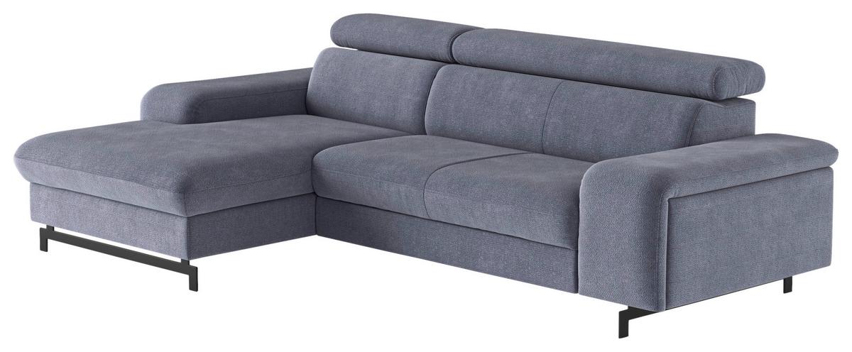 Ecksofa mit Bettkasten Emma Blau 165x267 cm - Blau/Schwarz, Textil (165/267cm) - MID.YOU