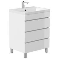 WASCHTISCHKOMBI Fellini, Weiß HG B: 60cm - Weiß Hochglanz/Weiß, Basics, Holzwerkstoff/Stein (60cm) - MID.YOU