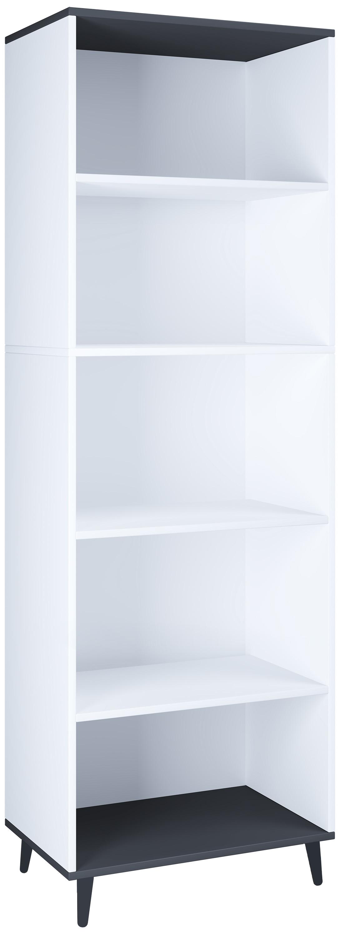 Regál LANDOS - biela/antracitová, Modern, kompozitné drevo (60/184/31cm) - MID.YOU