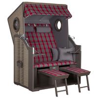 Strandkorb Twin View Grau - Grau, LIFESTYLE, Holz (120/160/80cm)