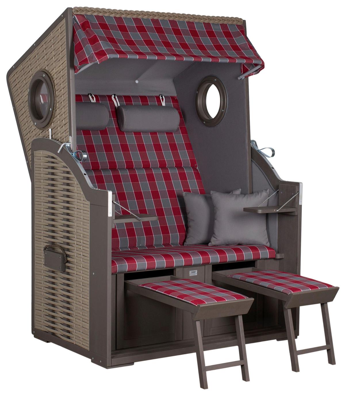 Strandkorb Twin View Grau - Grau, LIFESTYLE, Holz (120/160/80cm)