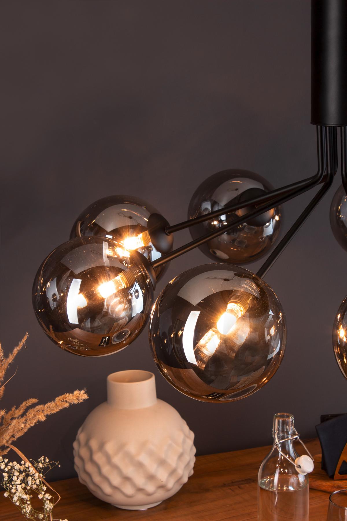 Hängeleuchte 9120-S9 Nero - Schwarz, Design, Glas/Metall (83,4/44,4cm)