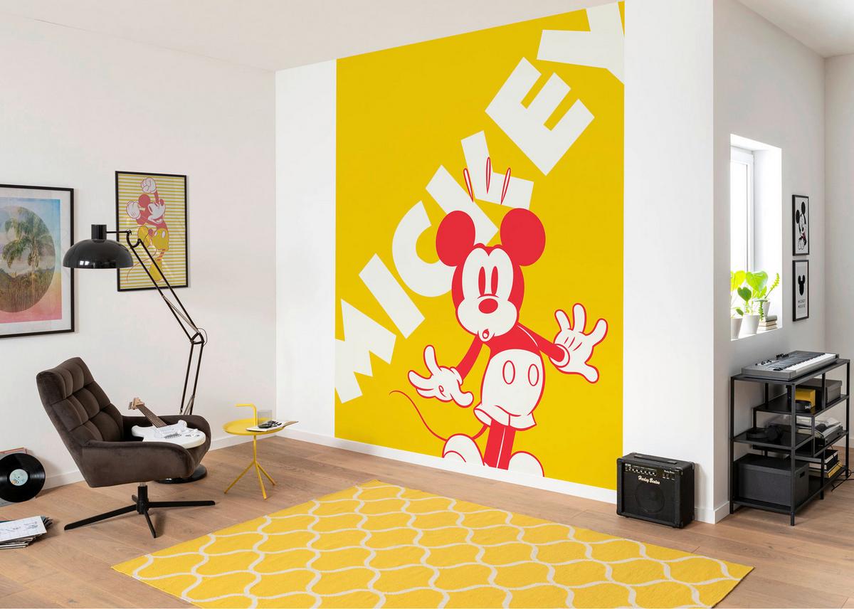 Vliestapete Mickey Contrast - Gelb/Rot, Basics (200/250cm) - Komar