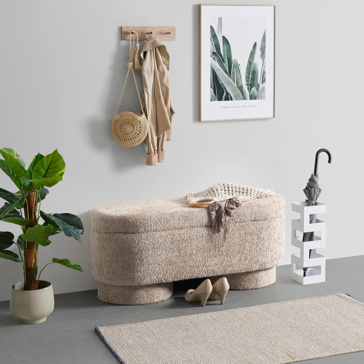 Lavica s úložným priestorom - taupe, Modern, kompozitné drevo/textil (100/43/42cm) - Premium Living