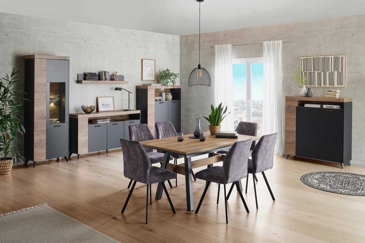 Highboard mit Türdämpfung 115 cm Sunny Hb 3D, Schwarz - Schwarz, MODERN, Holzwerkstoff (115/128,5/40cm) - Luca Bessoni