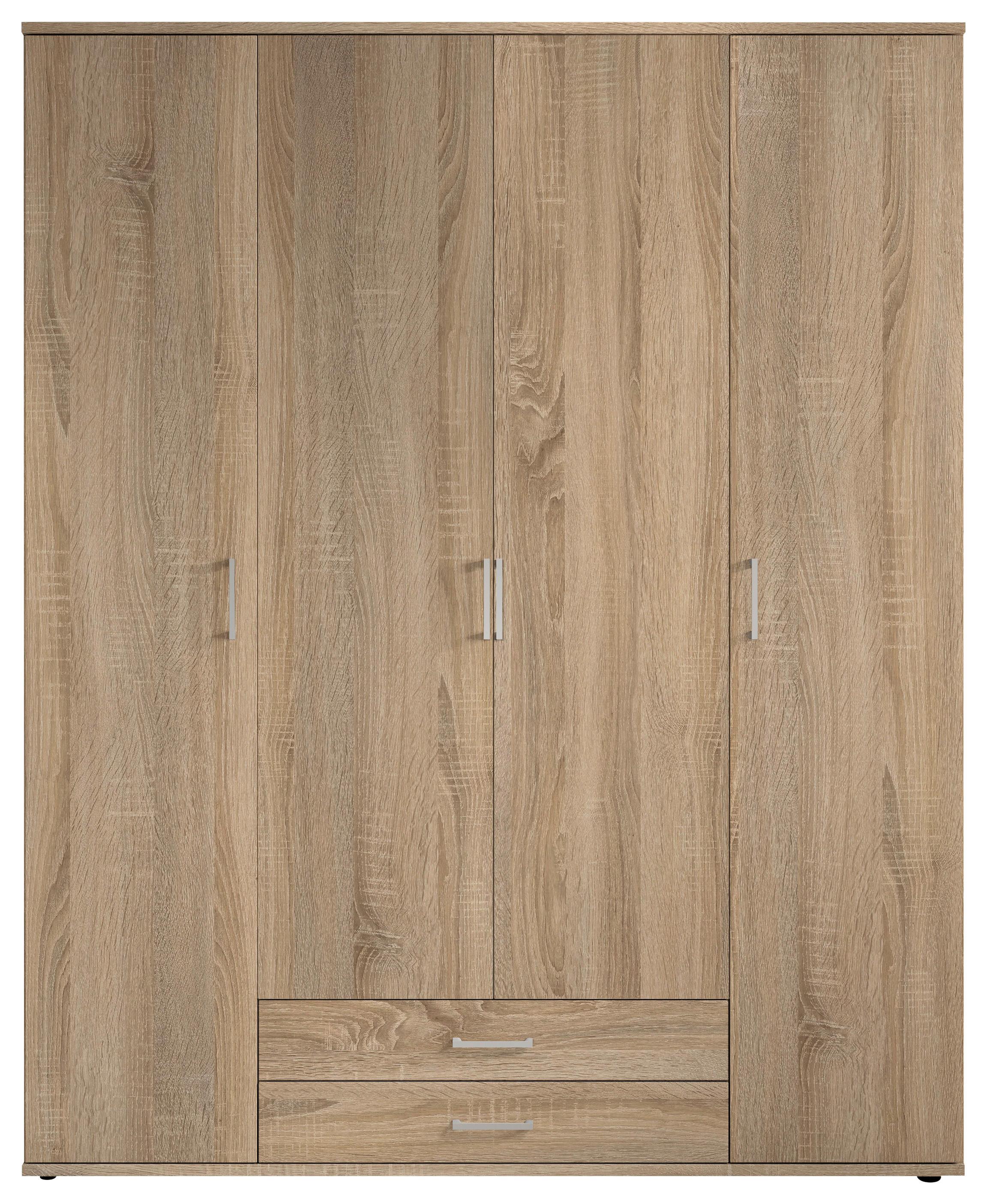 Drehtürenschrank Mit 2 Laden 160cmpaul,sonoma Eiche 4-Türig - Sonoma Eiche, Basics, Glas/Holzwerkstoff (160/196/54cm)