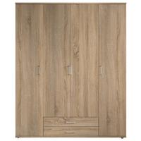 Drehtürenschrank Mit 2 Laden 160cmpaul,sonoma Eiche 4-Türig - Sonoma Eiche, Basics, Glas/Holzwerkstoff (160/196/54cm)