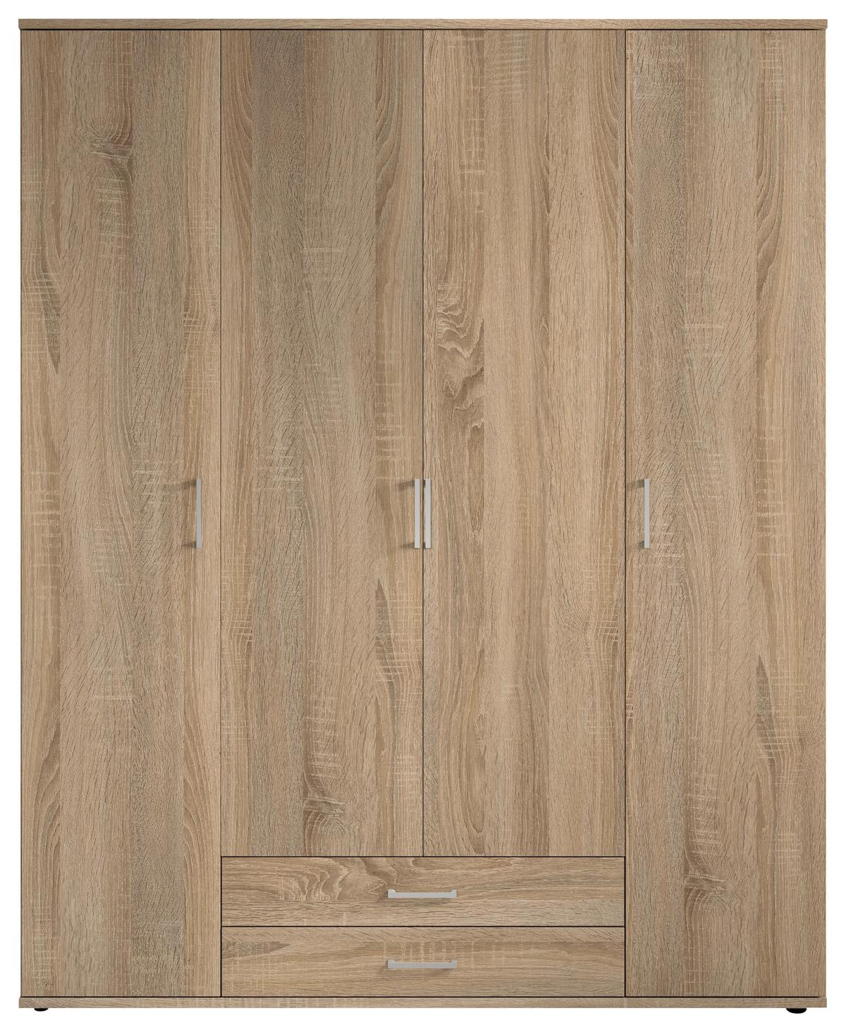 Drehtürenschrank Mit 2 Laden 160cmpaul,sonoma Eiche 4-Türig - Sonoma Eiche, Basics, Glas/Holzwerkstoff (160/196/54cm)