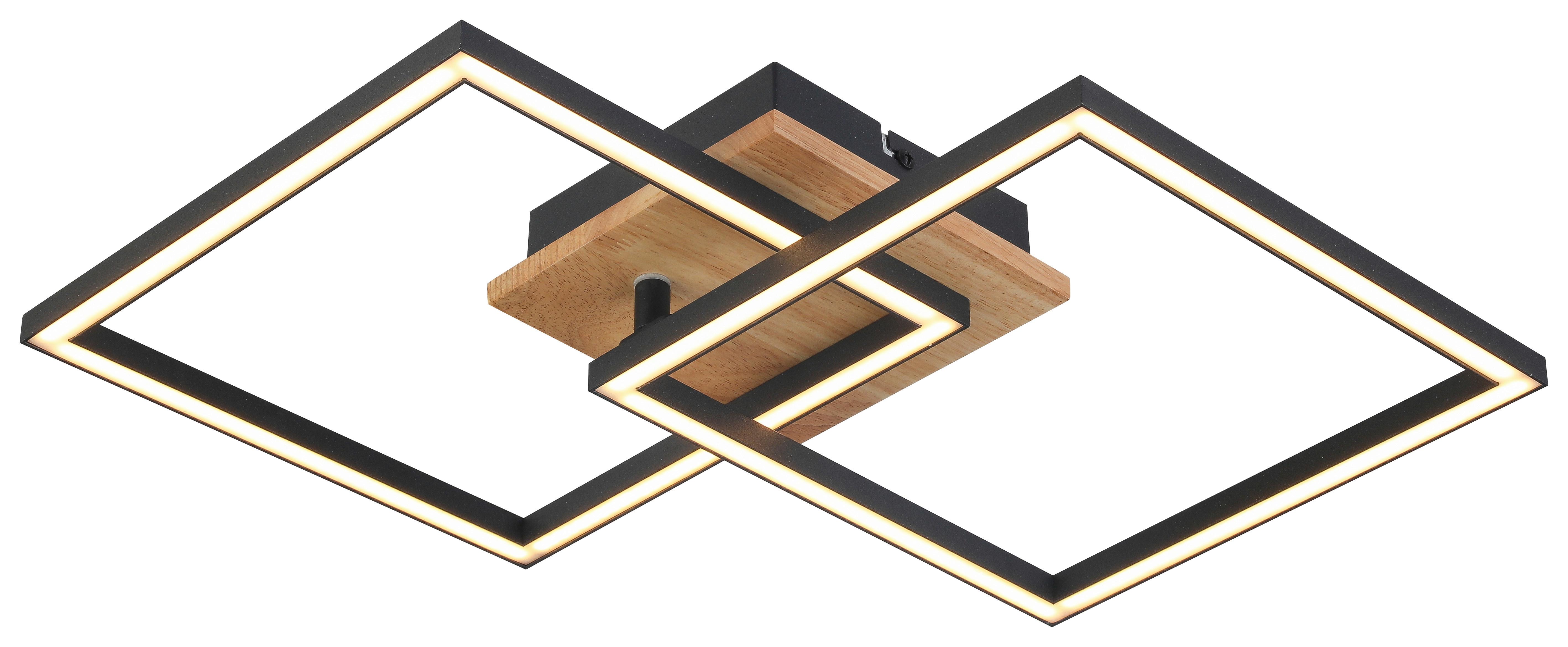 LED-Deckenleuchte Shpresa L: 53 cm - Eichefarben/Schwarz, MODERN, Holz/Kunststoff (53/33/7,4cm) - Luca Bessoni