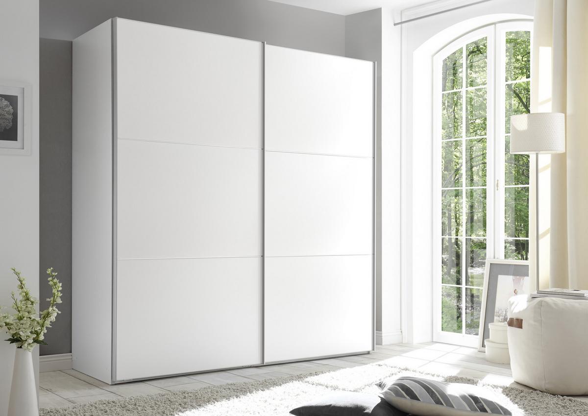 Schwebetürenschrank 188 Cm Includo, Weiß - Weiß, MODERN, Holzwerkstoff (188/222/68cm) - MID.YOU