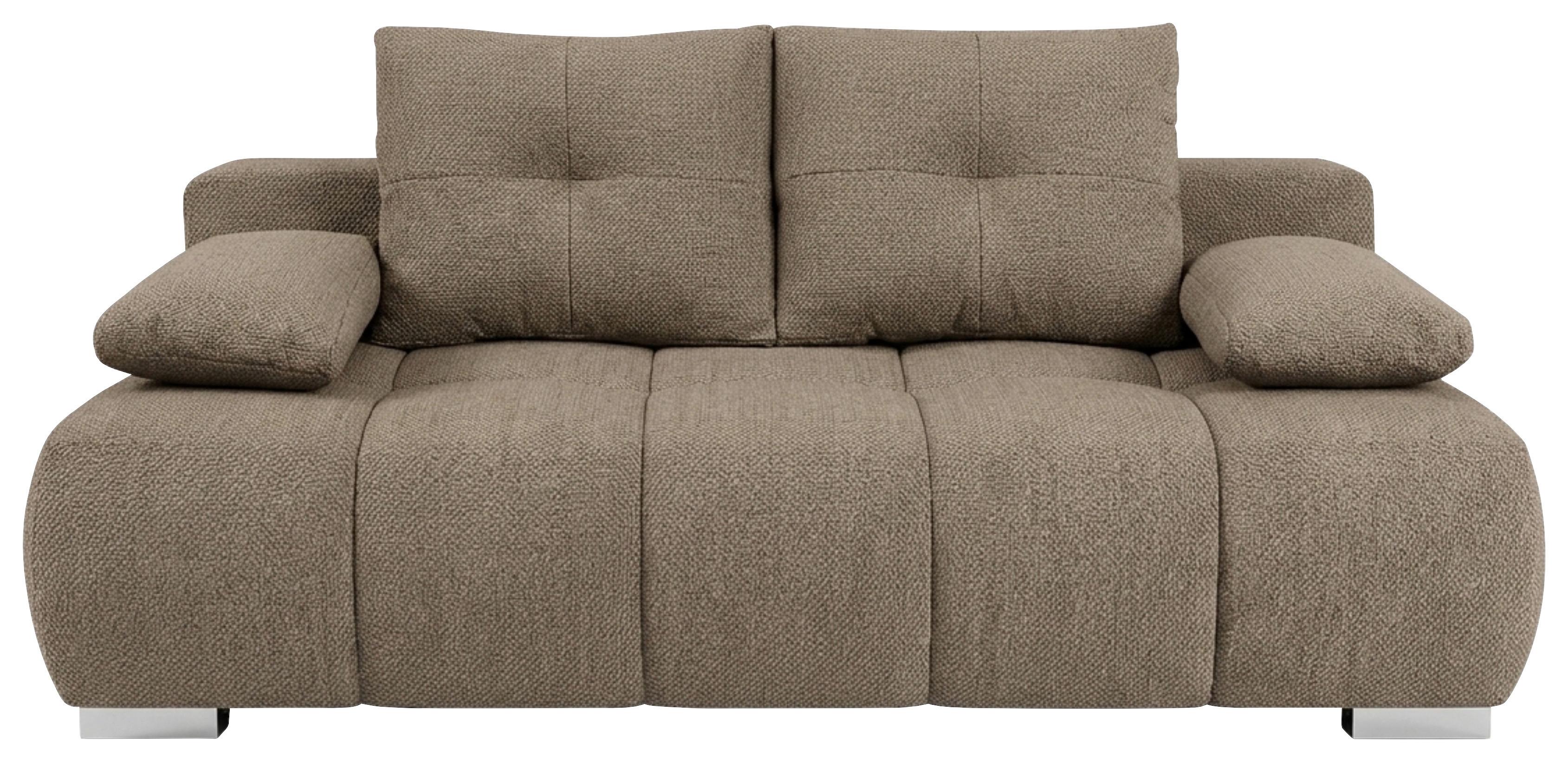 Boxspringová pohovka BUBBLE, sivohnedá - čierna/chrómová, Trend, kompozitné drevo/textil (206/90/105cm) - Luca Bessoni